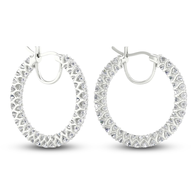 Certified Lab-Created Diamond Hoop Earrings 3 ct tw Round 14K White Gold
