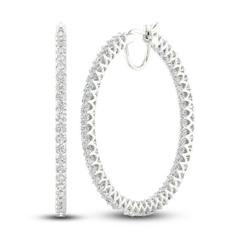 Certified Lab-Created Diamond Hoop Earrings 5-1/2 ct tw Round 14K White Gold