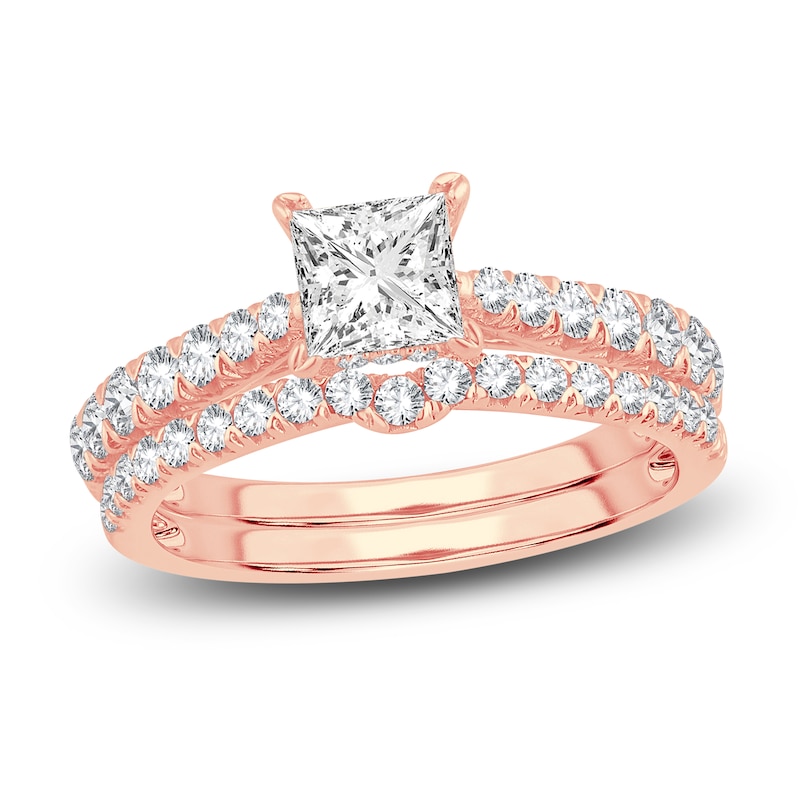 Main Image 1 of Diamond Bridal Set 1-3/4 ct tw Princess/Round 14K Rose Gold