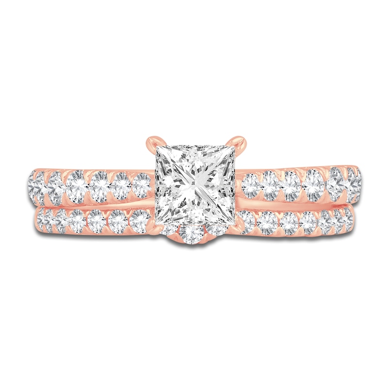 Main Image 3 of Diamond Bridal Set 1-3/4 ct tw Princess/Round 14K Rose Gold