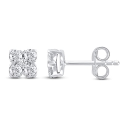 Diamond Stud Earrings 1/2 ct tw Round 14K White Gold