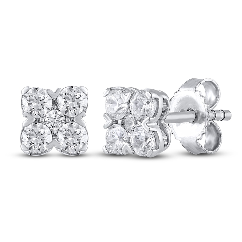 Main Image 2 of Diamond Stud Earrings 1/2 ct tw Round 14K White Gold