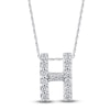 Thumbnail Image 1 of Diamond Letter H Necklace 1/20 ct tw Round 14K White Gold 18&quot;