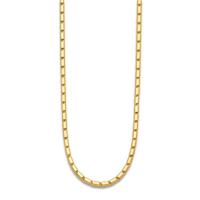 Main Image 2 of High-Polish Square Barrel Chain Necklace 24K Yellow Gold 18&quot; 3.0mm