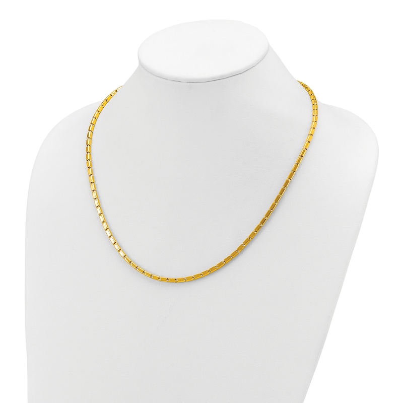 Main Image 3 of High-Polish Square Barrel Chain Necklace 24K Yellow Gold 18&quot; 3.0mm