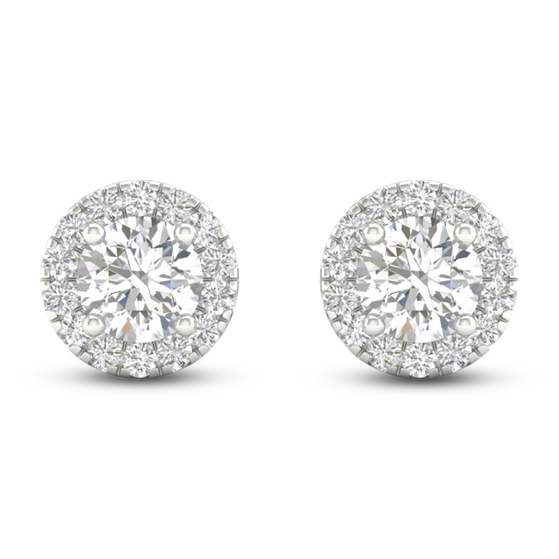 Lab-Created Diamond Halo Earrings 1-1/2 ct tw 14K White Gold | Jared