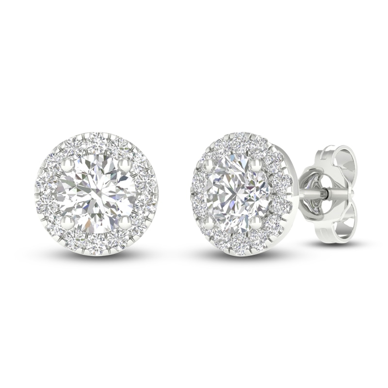 Lab-Created Diamond Halo Earrings 1-1/2 ct tw 14K White Gold | Jared