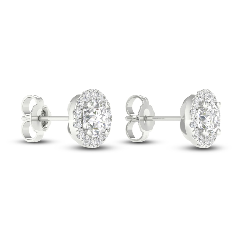 Main Image 3 of Lab-Created Diamond Halo Earrings 1-1/2 ct tw 14K White Gold