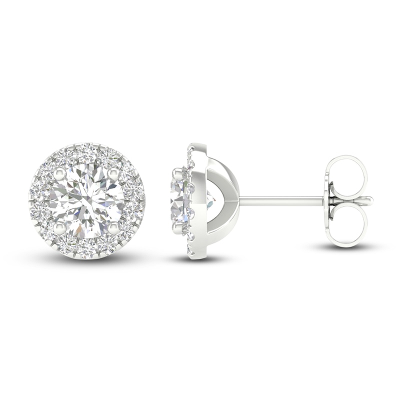 Main Image 4 of Lab-Created Diamond Halo Earrings 1-1/2 ct tw 14K White Gold