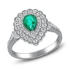 Thumbnail Image 2 of Pear-Shaped Natural Emerald Halo Engagement Ring 1/2 ct tw 14K White Gold