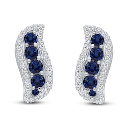 Kallati Natural Blue Sapphire Earrings 1/4 ct tw 14K White Gold