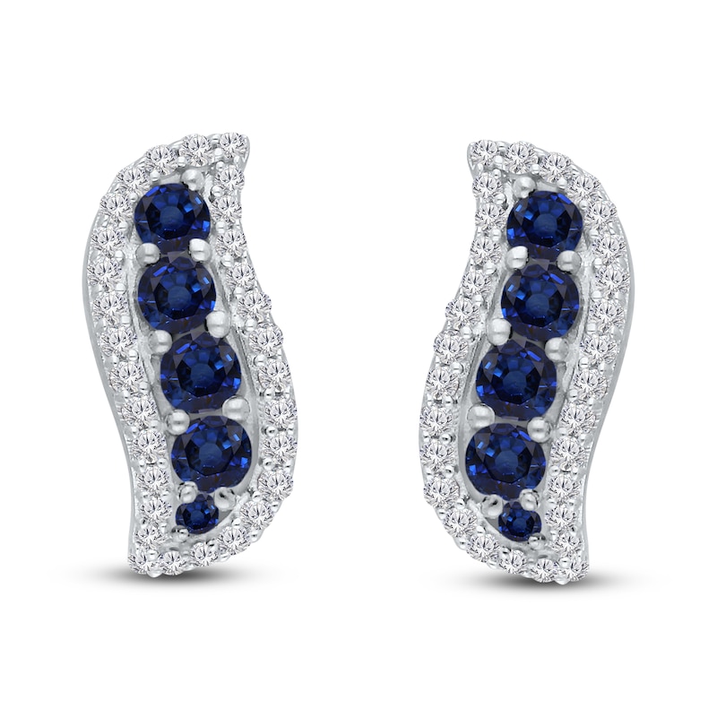 Main Image 1 of Kallati Natural Blue Sapphire Earrings 1/4 ct tw 14K White Gold