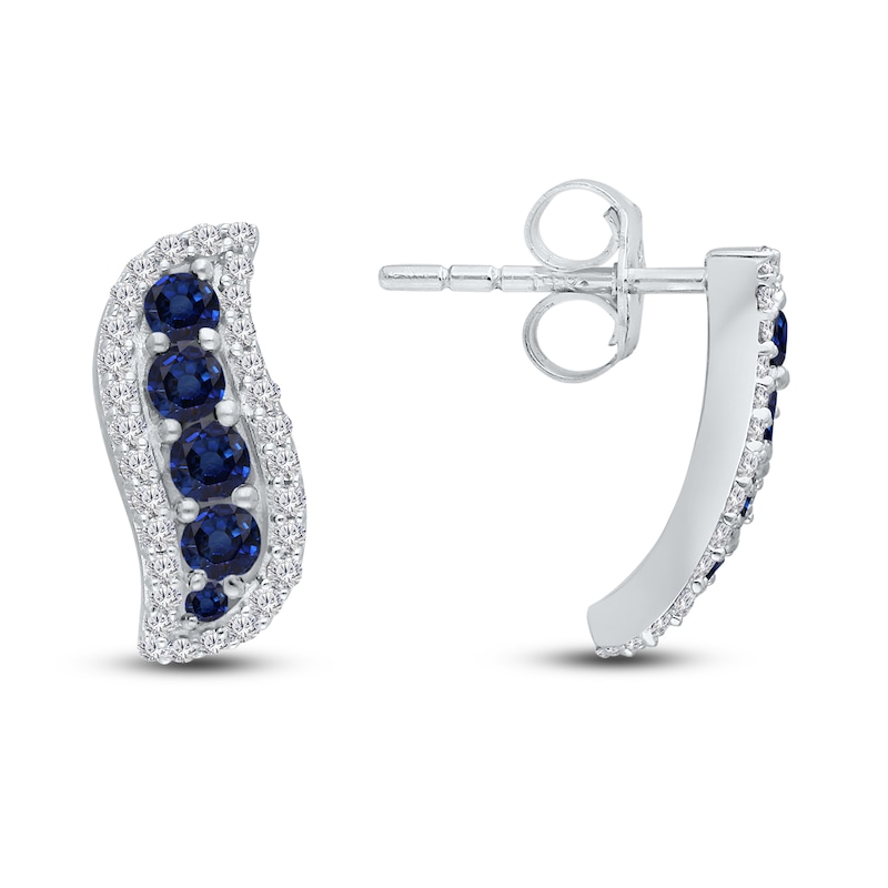 Main Image 2 of Kallati Natural Blue Sapphire Earrings 1/4 ct tw 14K White Gold