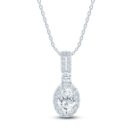 Pnina Tornai Oval & Round Diamond Pendant Necklace 3/4 ct tw 14K White Gold