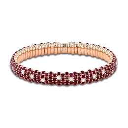 ZYDO Natural Ruby & Diamond Stretch Bracelet 7/8 ct tw 18K Rose Gold