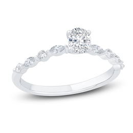 Diamond Engagement Ring 5/8 ct tw Oval/Round 14K White Gold