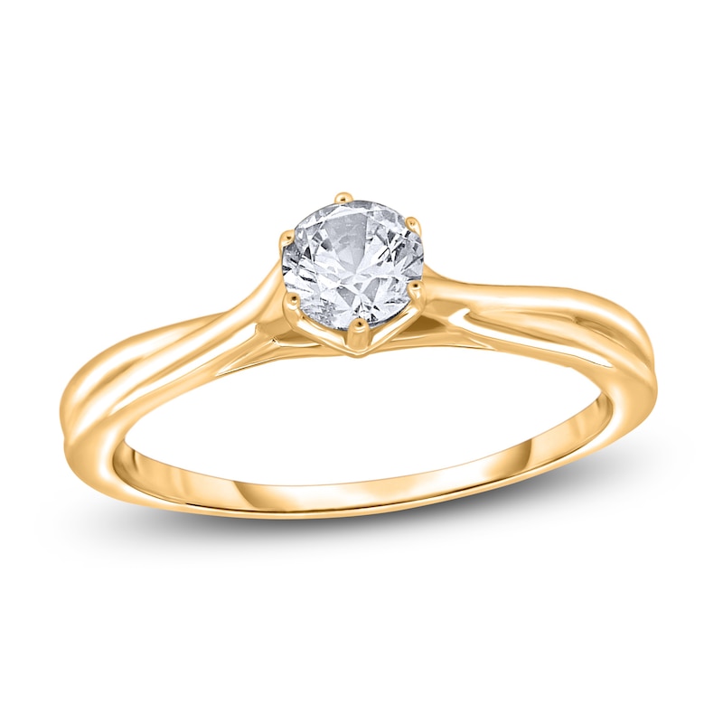 Main Image 1 of Diamond Solitaire Twist Engagement Ring 3/4 ct tw Round 14K Yellow Gold (I2/I)