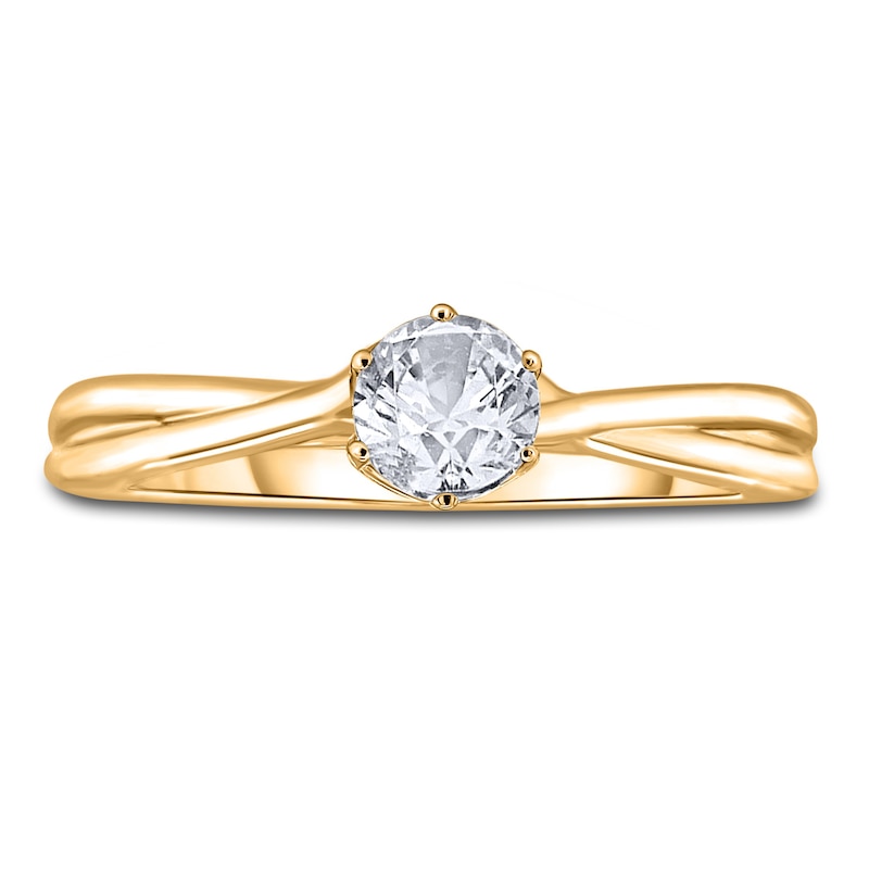 Main Image 3 of Diamond Solitaire Twist Engagement Ring 3/4 ct tw Round 14K Yellow Gold (I2/I)