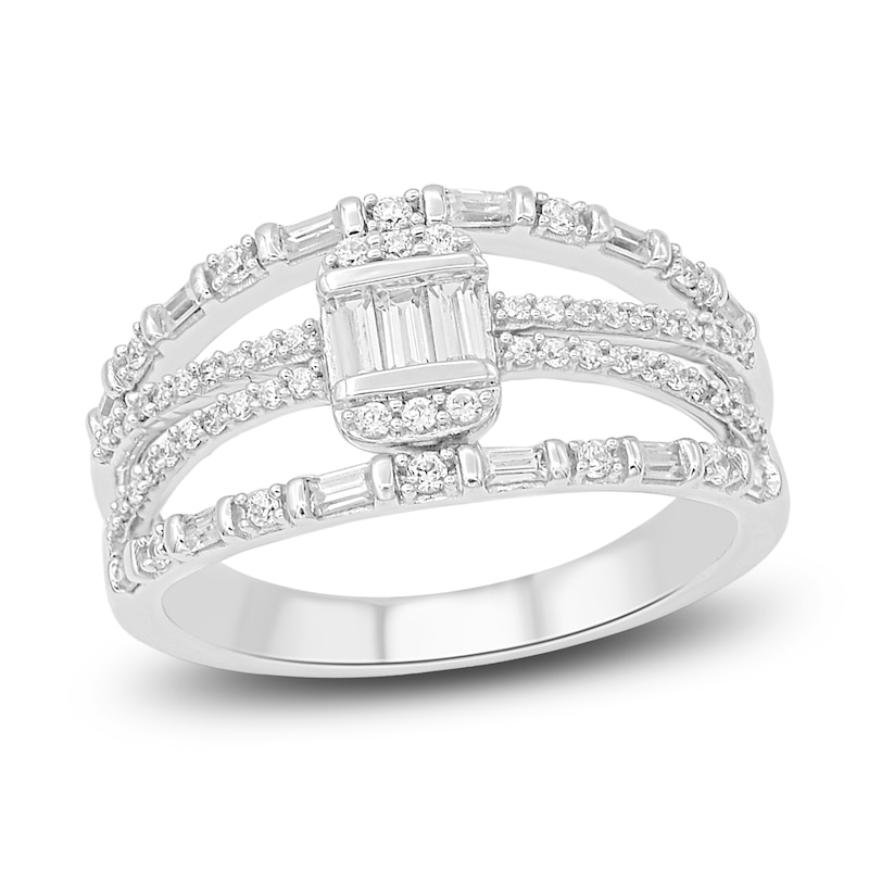 Main Image 1 of Diamond Ring 1/2 ct tw Round/Baguette 14K White Gold