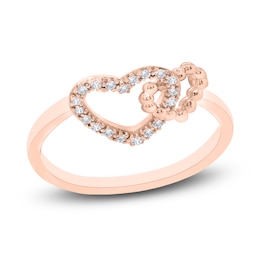 Diamond Double Heart Ring 1/20 ct tw Round 10K Rose Gold