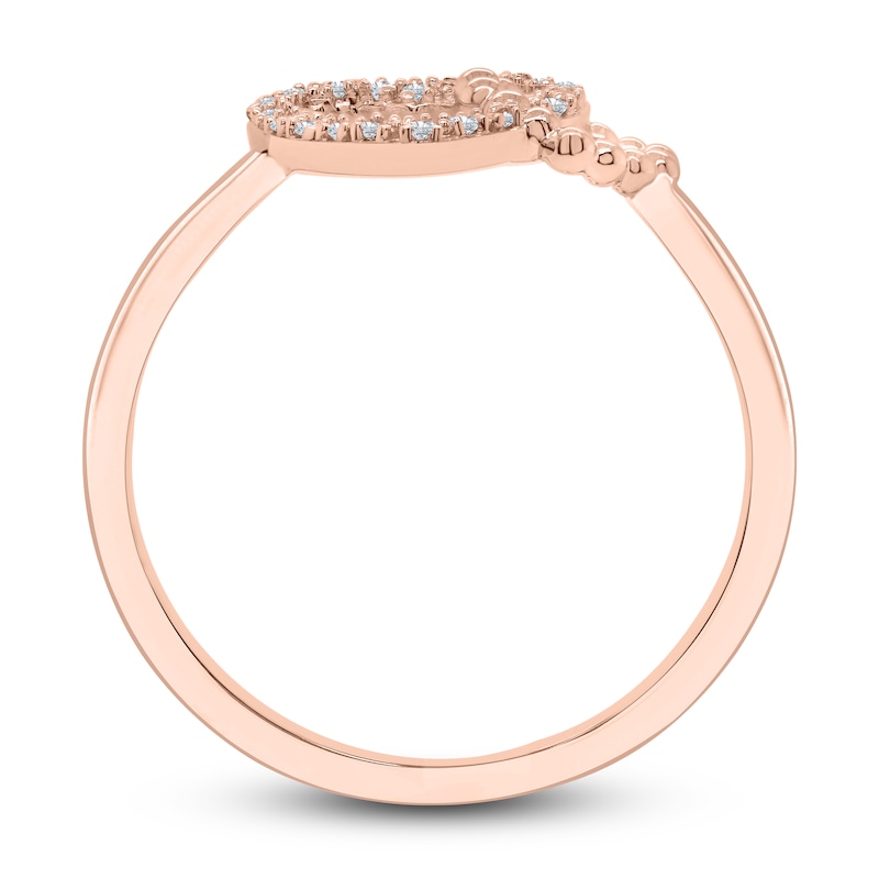 Main Image 3 of Diamond Double Heart Ring 1/20 ct tw Round 10K Rose Gold