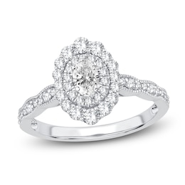 Diamond Engagement Ring 3/4 ct tw Oval/Round 14K White Gold