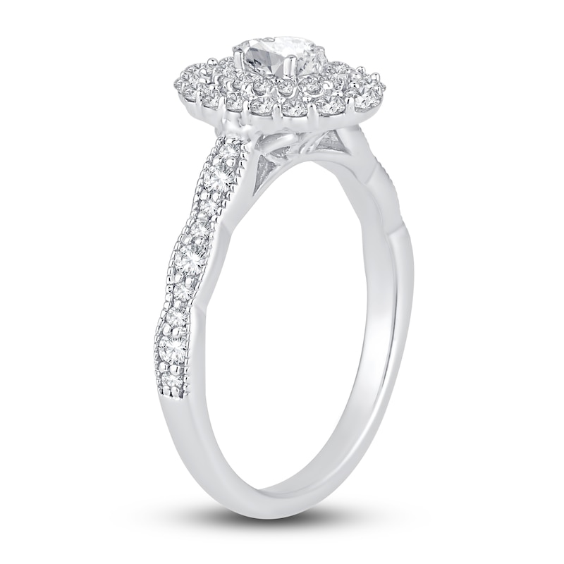 Main Image 2 of Diamond Engagement Ring 3/4 ct tw Oval/Round 14K White Gold