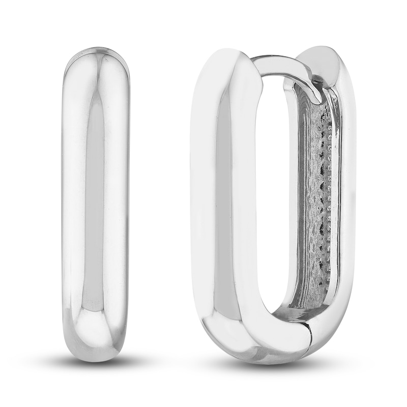 Huggie Earrings 14K White Gold 15mm