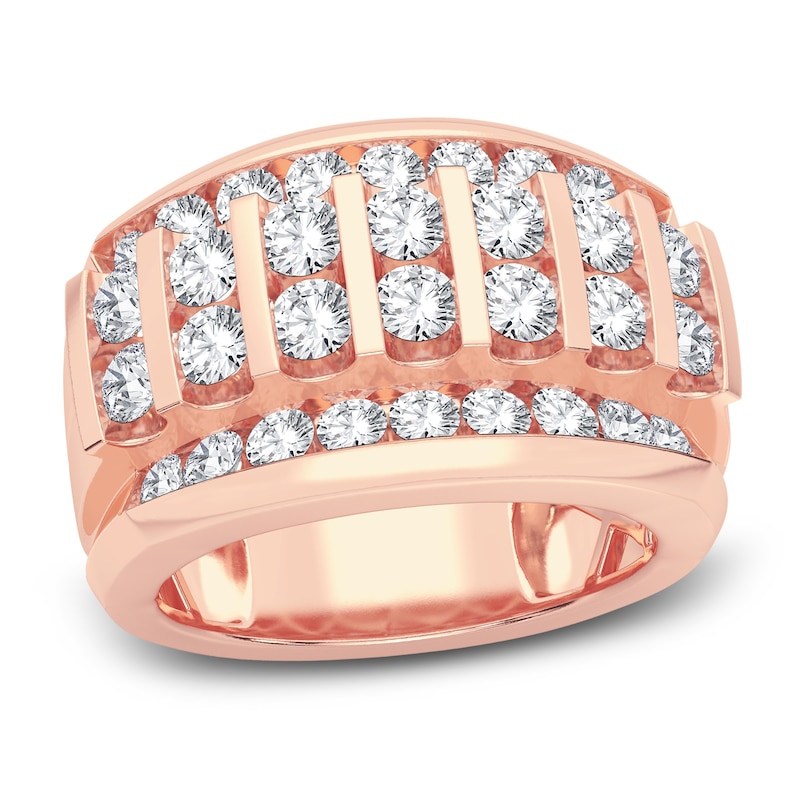 Main Image 1 of Men's Diamond Ring 3 ct tw Round 14K Rose Gold