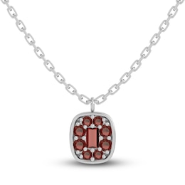 Juliette Maison Natural Garnet Pendant Necklace 10K White Gold