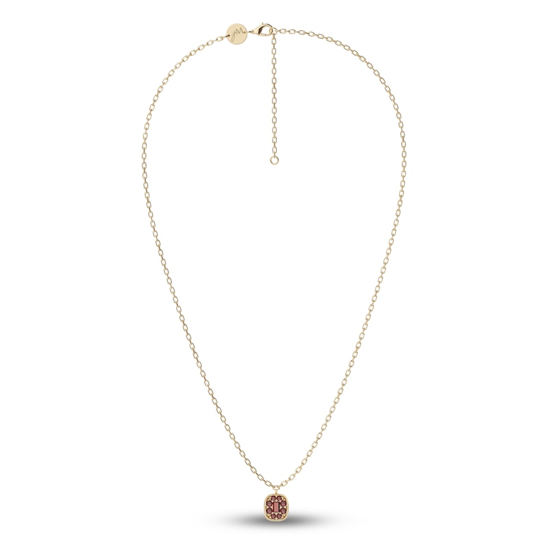 Juliette Maison Natural Garnet Pendant Necklace 10K Yellow Gold