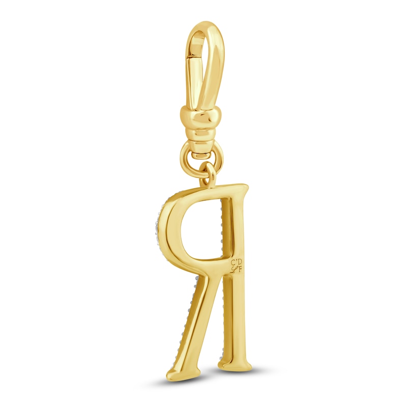 Main Image 2 of Charm'd by Lulu Frost Diamond Letter R Charm 1/10 ct tw Pavé Round 10K Yellow Gold