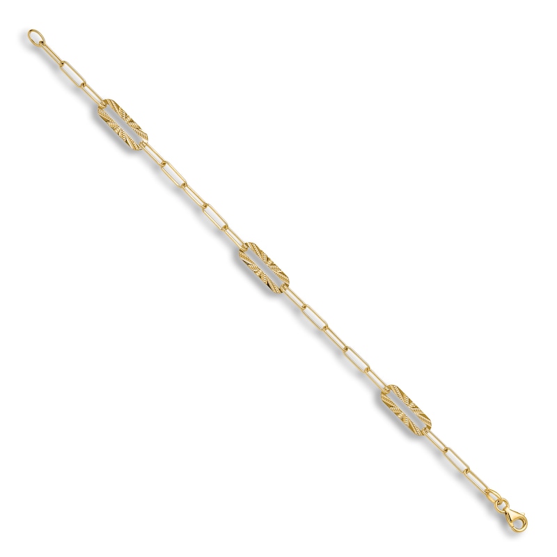 Main Image 2 of High-Polish Oval Link Bracelet 14K Yellow Gold 7&quot;