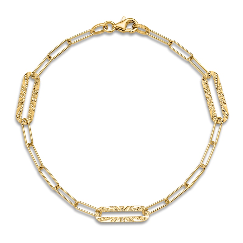 Main Image 4 of High-Polish Oval Link Bracelet 14K Yellow Gold 7&quot;