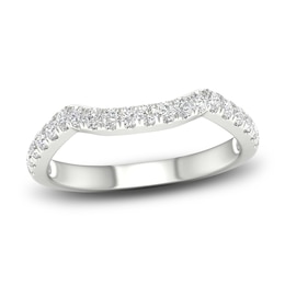 Diamond Contour Wedding Band 1/3 ct tw Round 14K White Gold