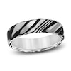 Thumbnail Image 1 of Men's Wedding Band Damascus Steel/White Tungsten 6.0mm