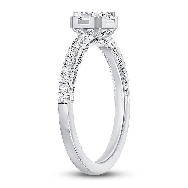 Main Image 2 of Baguette-Cut & Round Diamond Ring 1/3 ct tw 10K White Gold