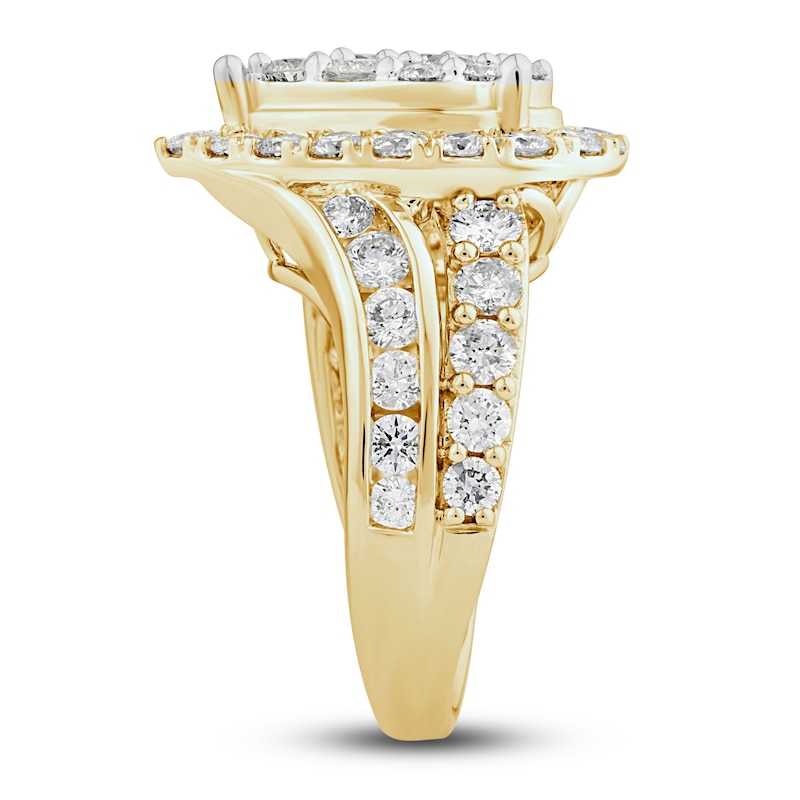 Main Image 3 of Diamond Pear Engagement Ring 3 ct tw Round 14K Yellow Gold