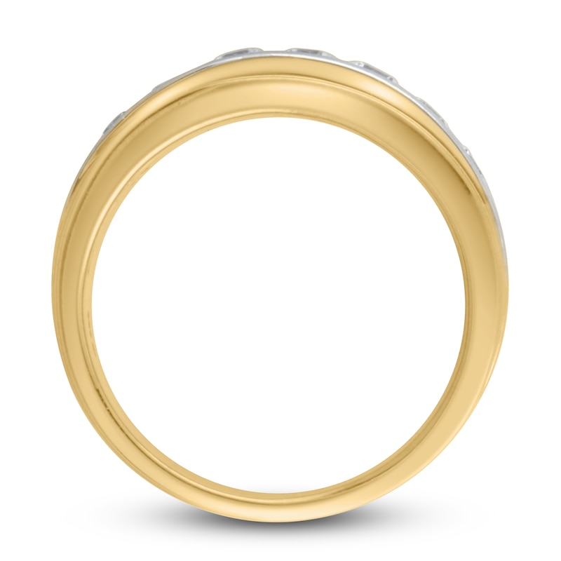 Men's Lab-Created Diamond Anniversary Band 1 ct tw Round 14K Two-Tone Gold