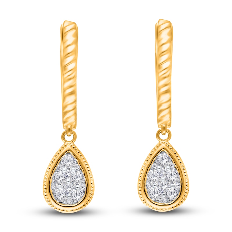 Main Image 2 of Kallati Diamond Teardrop Dangle Earrings 3/8 ct tw Round 14K Yellow Gold