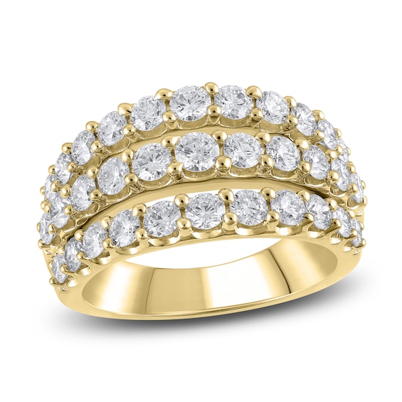 Lab-Created Diamond Multi Row Anniversary Band 2 ct tw Round 14K Yellow ...