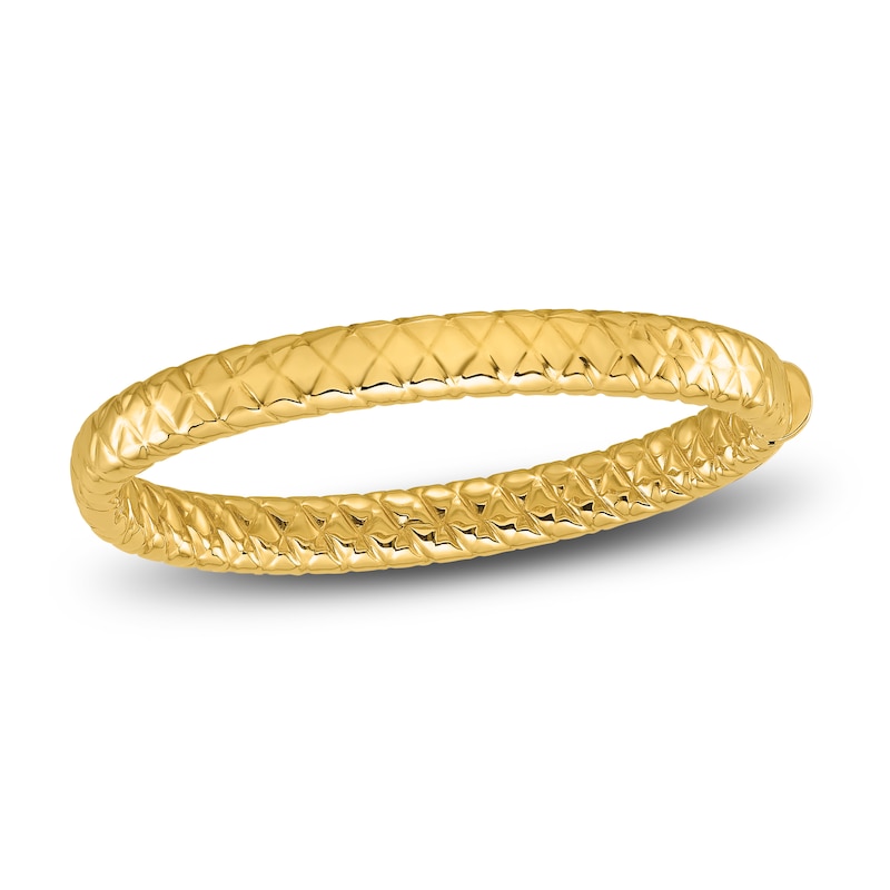 Textured Bangle Bracelet 14K Yellow Gold 7.8mm