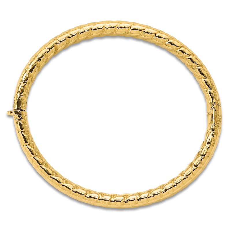 Textured Bangle Bracelet 14K Yellow Gold 7.8mm