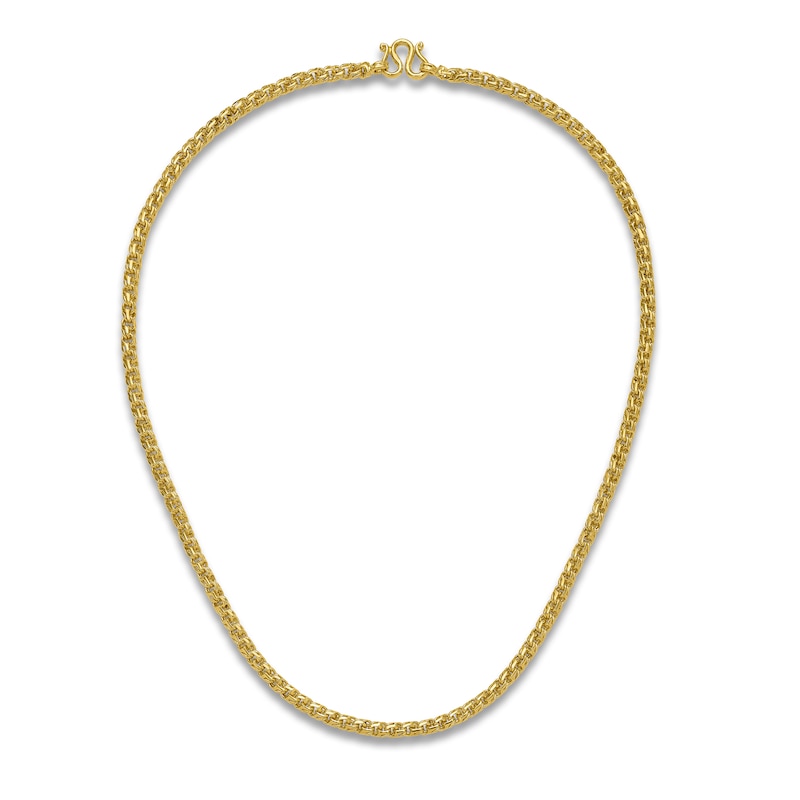 Main Image 4 of High-Polish Double Curb Chain Necklace 24K Yellow Gold 20&quot; 4.4mm