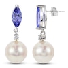 Thumbnail Image 1 of Freshwater Cultured Pearl & Natural Tanzanite Earrings 1/20 ct tw Diamonds 14K White Gold