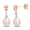 Thumbnail Image 0 of Freshwater Cultured Pearl & Natural Morganite Drop Earrings 1/20 ct tw Diamonds 14K Rose Gold