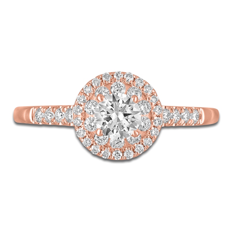 Main Image 3 of Diamond Double Halo Engagement Ring 5/8 ct tw 14K Rose Gold