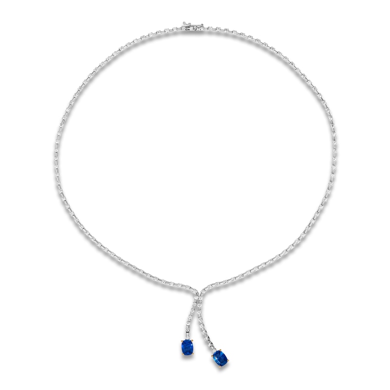 Le Vian Couture Cushion-Cut Natural Blue Sapphire Dangle Necklace 3 ct tw Diamonds 18K Vanilla Gold
