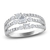 Thumbnail Image 0 of Emerald-Cut & Round-Cut Diamond Three-Row Ring 1 ct tw 10K White Gold