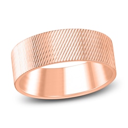 High-Polish Textured Wedding Band 14K Rose Gold 8.0mm